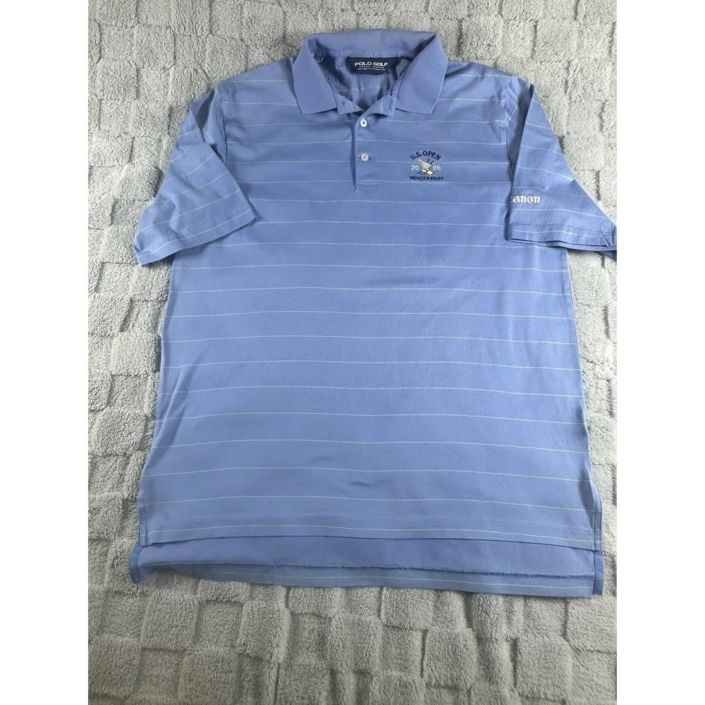Polo Golf Ralph Lauren Stripe Blue Green Shirt US Open Winged Foot 2006 Sz Med